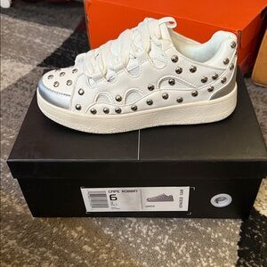 Cape Robbin White and Silver Studded Sneakers